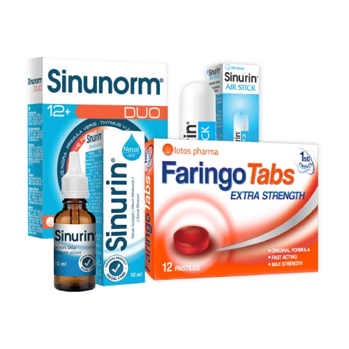 Sinurin 10ml + Sinunorm DUO N15 + Faringo Tabs N12 + Sinurin Air Stick 1ml