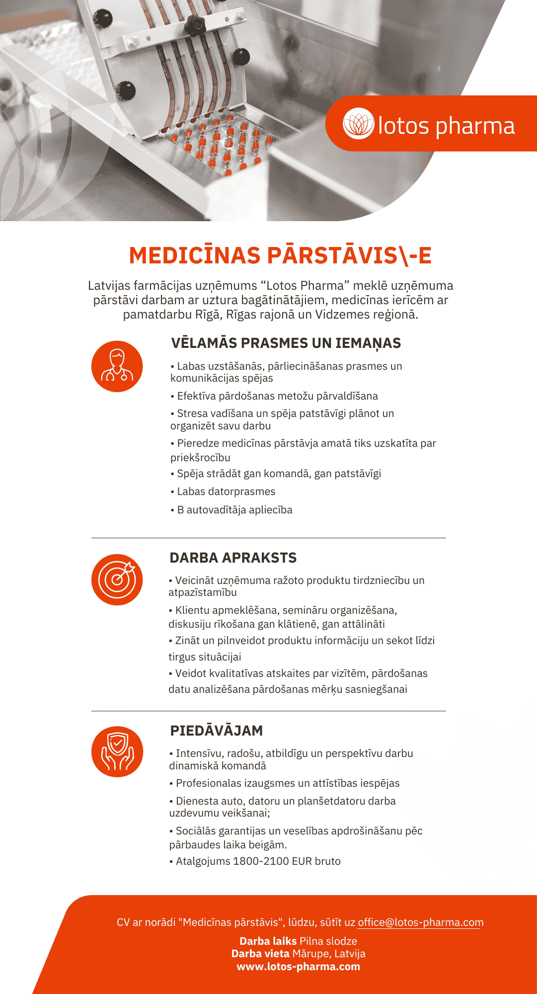 Vakance medicīnas pārstāvis