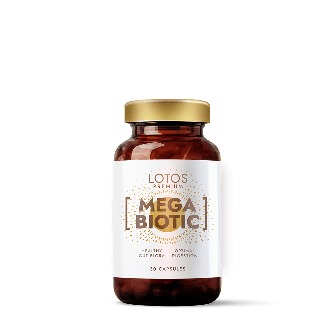 Lotos Premium_BOTTLE_Megabiotics MegaBiotic ar Saccharomyces boulardii un kumelīšu ekstraktu
